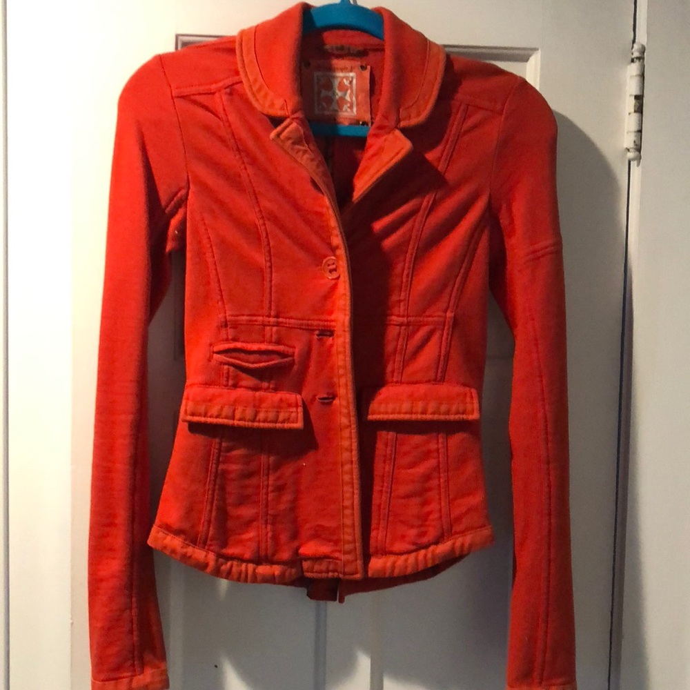 Red/orange fleece blazer